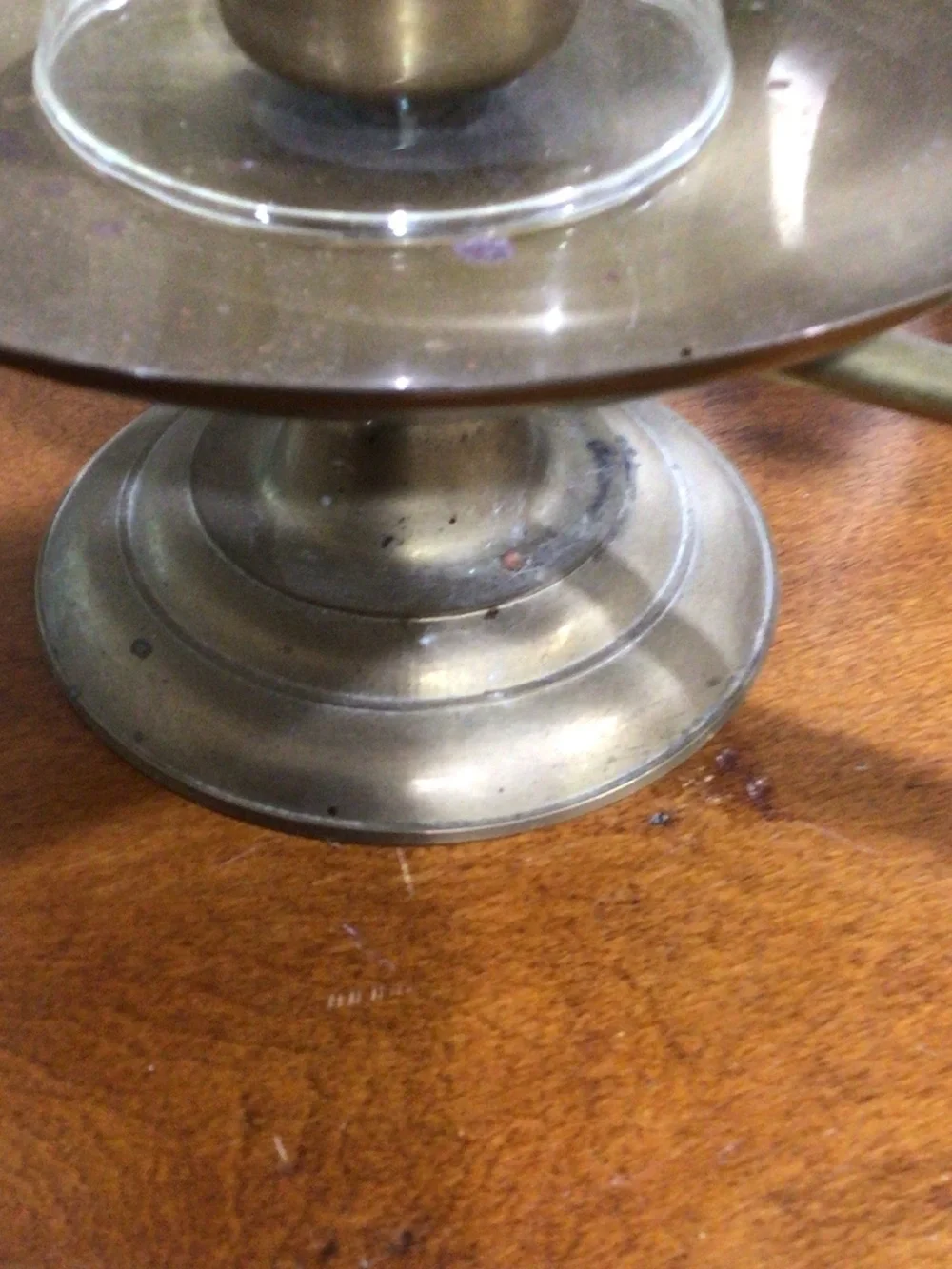 Brass Baldwin Hurricane Candle Vintage Holder with Clear Glass